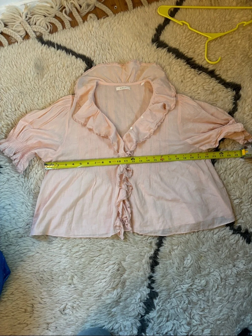 Doen Pale Pink Ruffled V-Neck Blouse - Picture 7 of 16